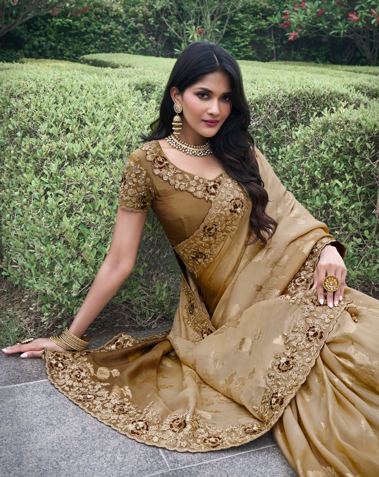 brown Shaded Pure Tissue Silk Saree