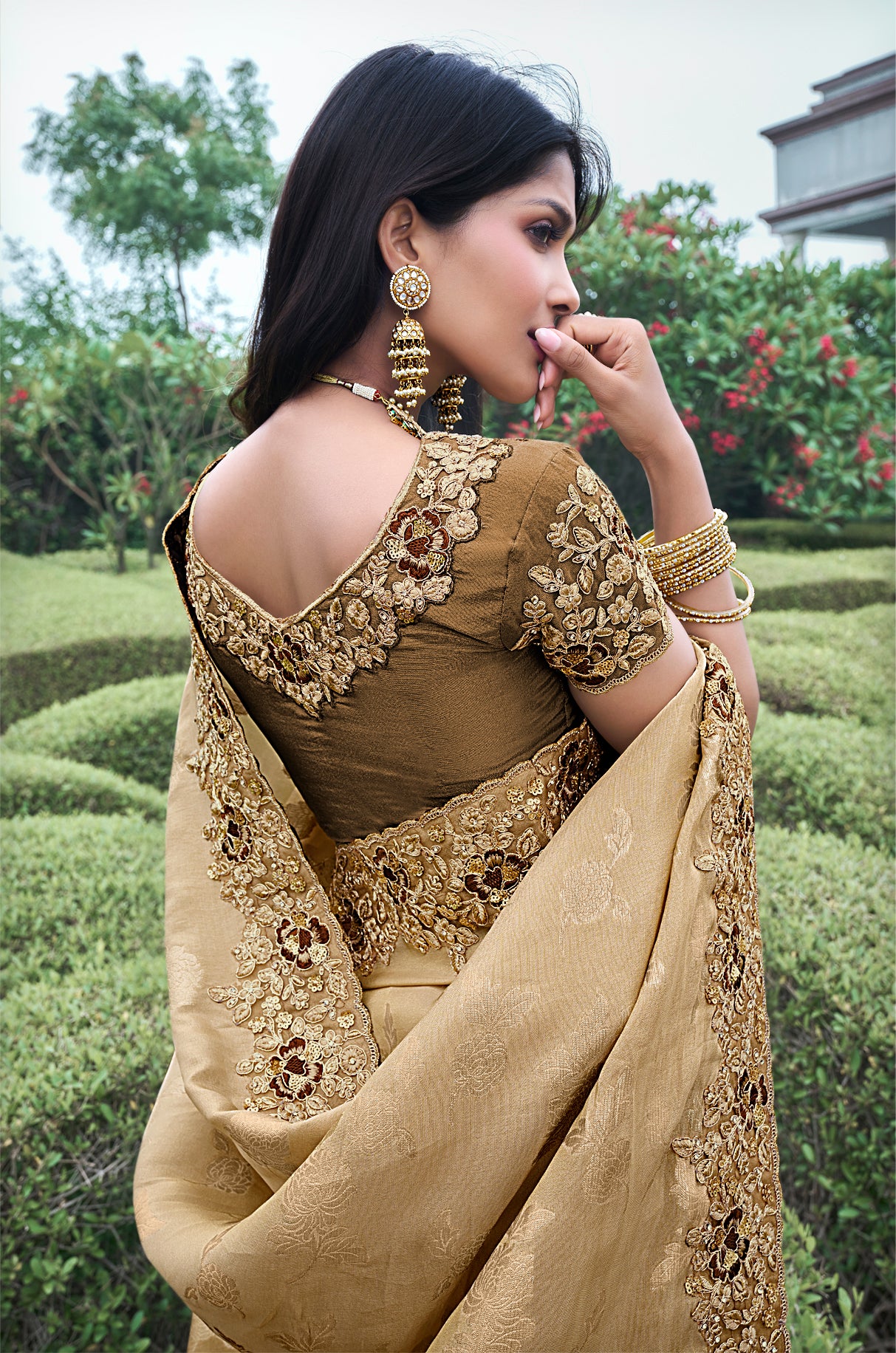 brown Shaded Pure Tissue Silk Saree
