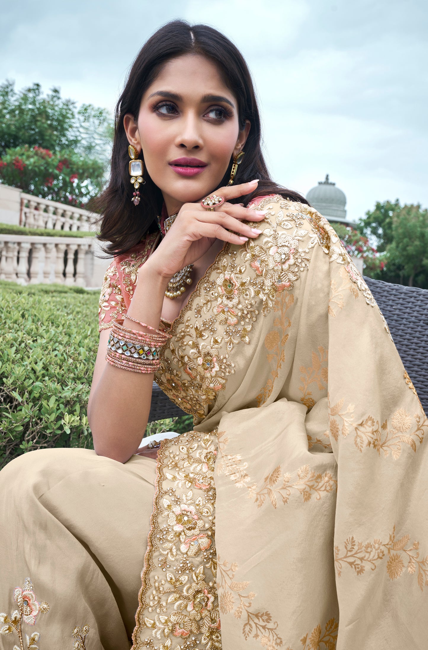 Off Wahite Pure Tissue Silk Saree
