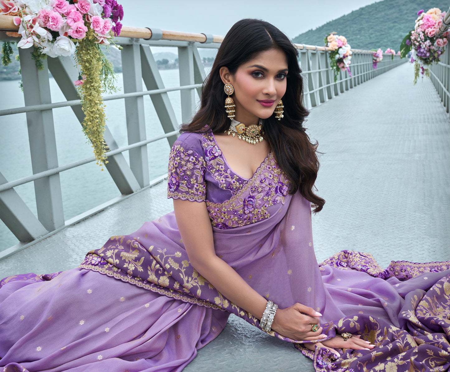 Dark Magenta Shahed Pure Tissue Silk Saree