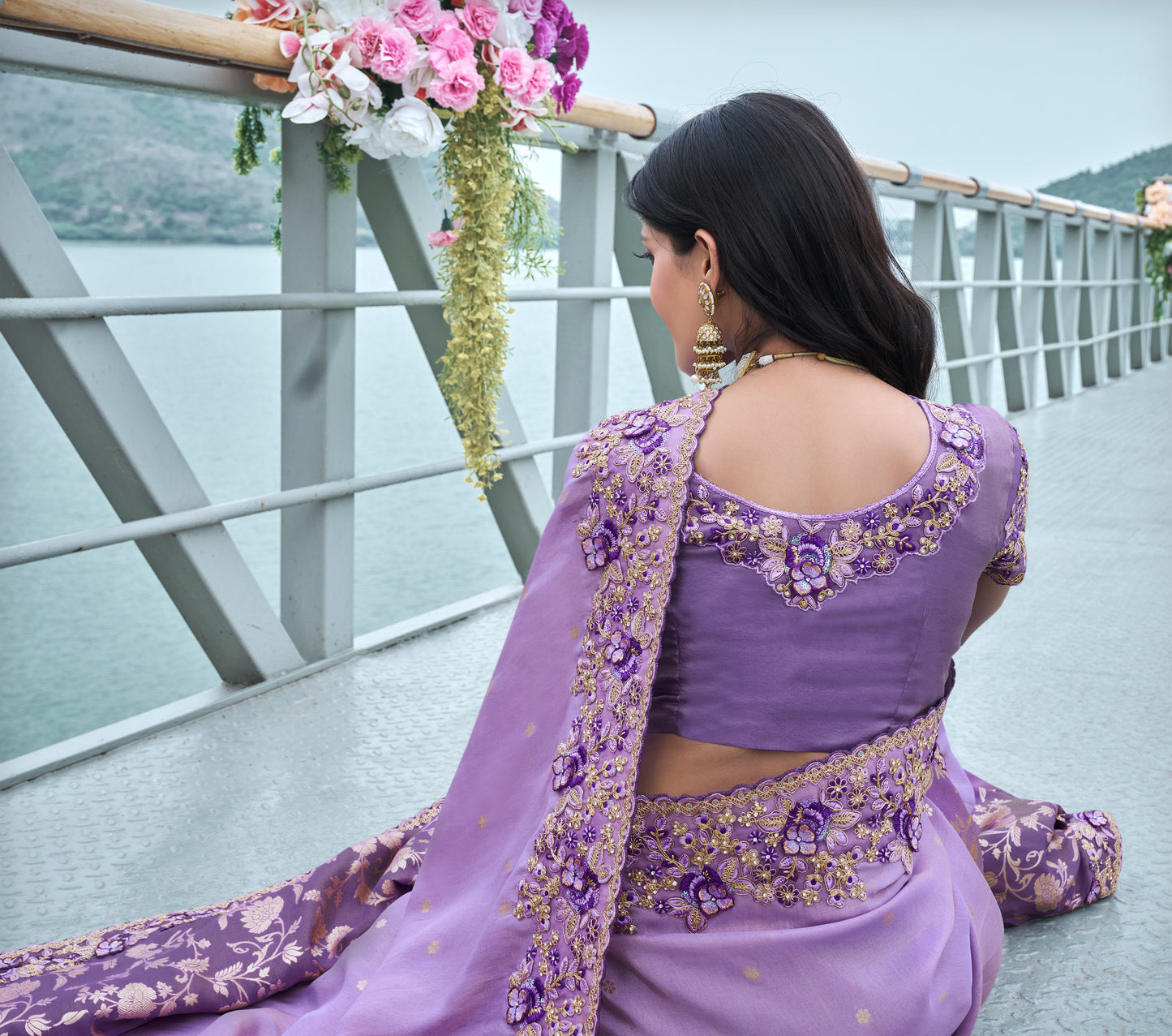 Dark Magenta Shahed Pure Tissue Silk Saree