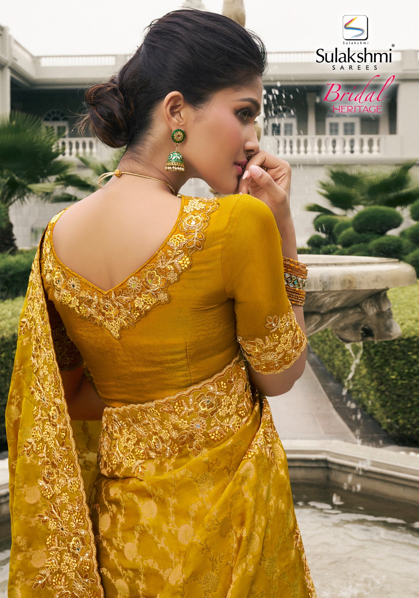 Pure Satin Silk Musturd Half n Half Saree