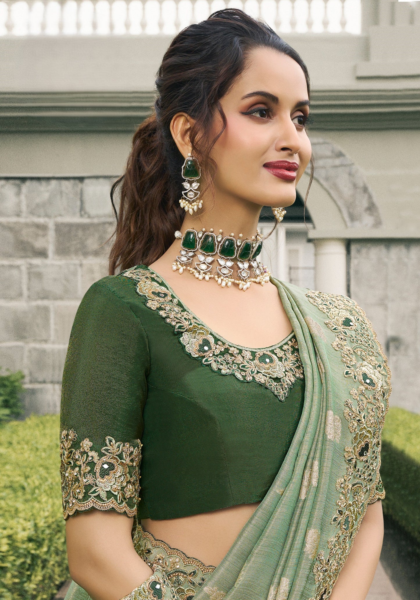 Pure Viscose Sea Green Silk Saree