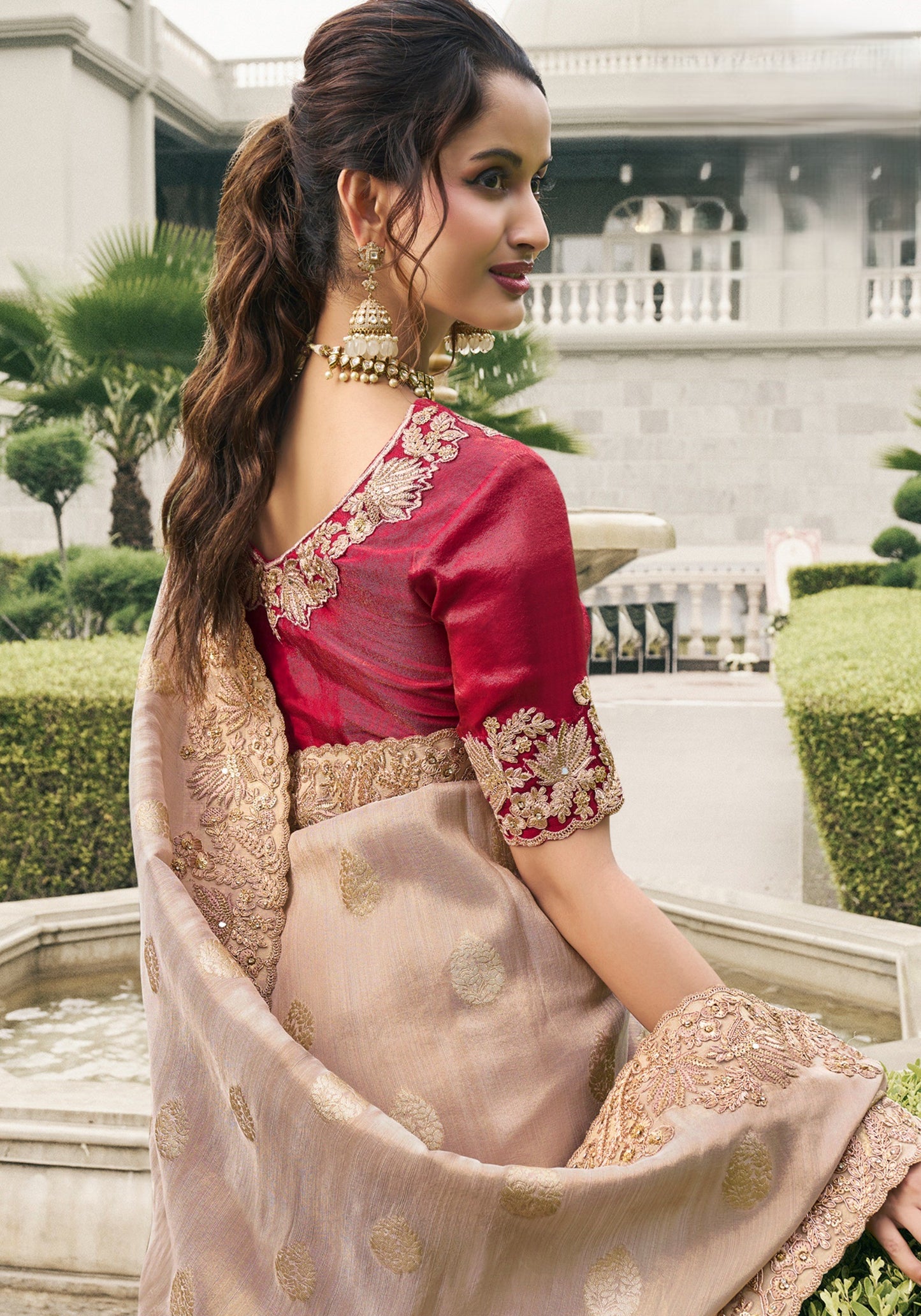 Beige Pure Silk Saree