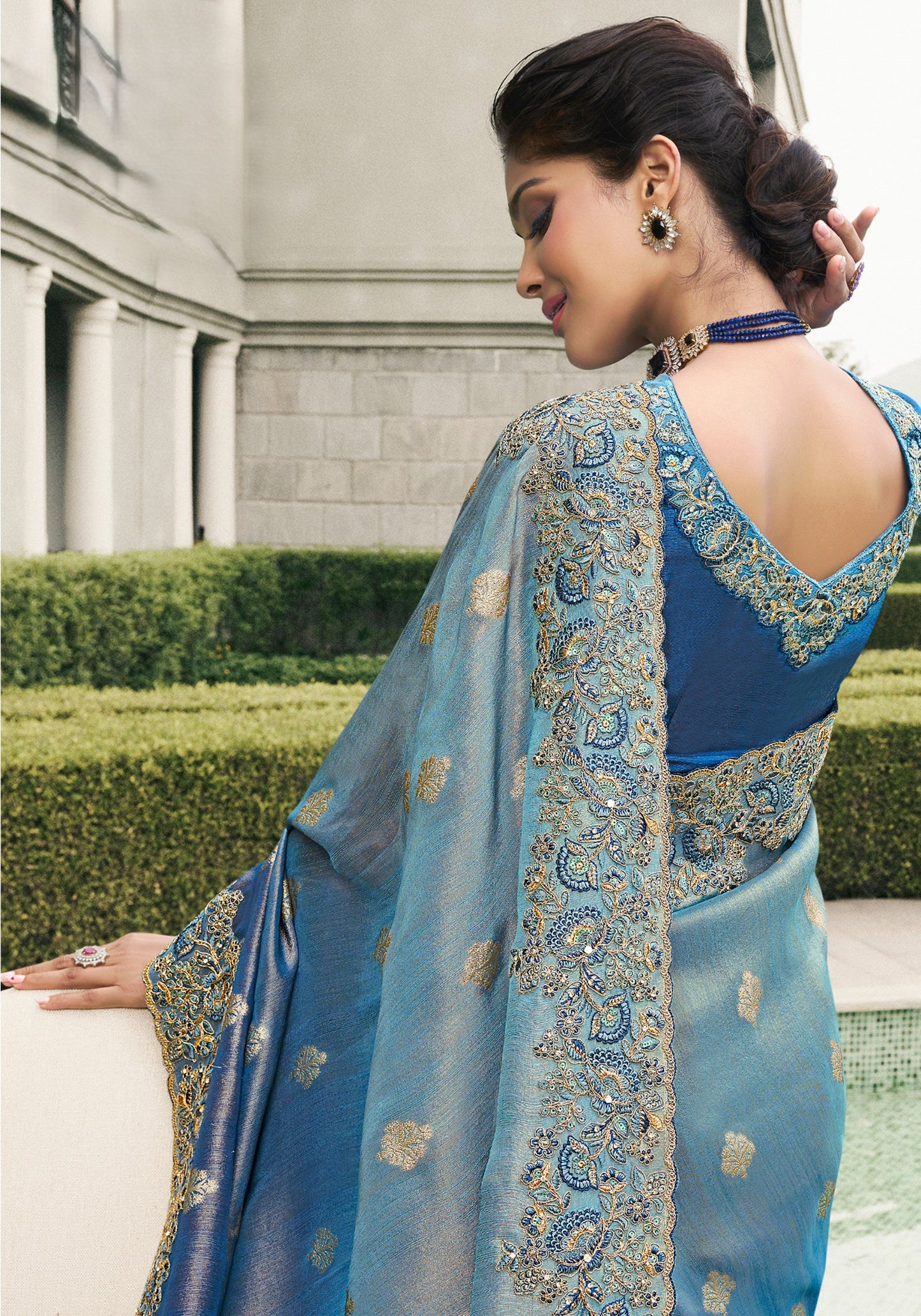 Nevy Blue Shaded Pure Viscose Saree