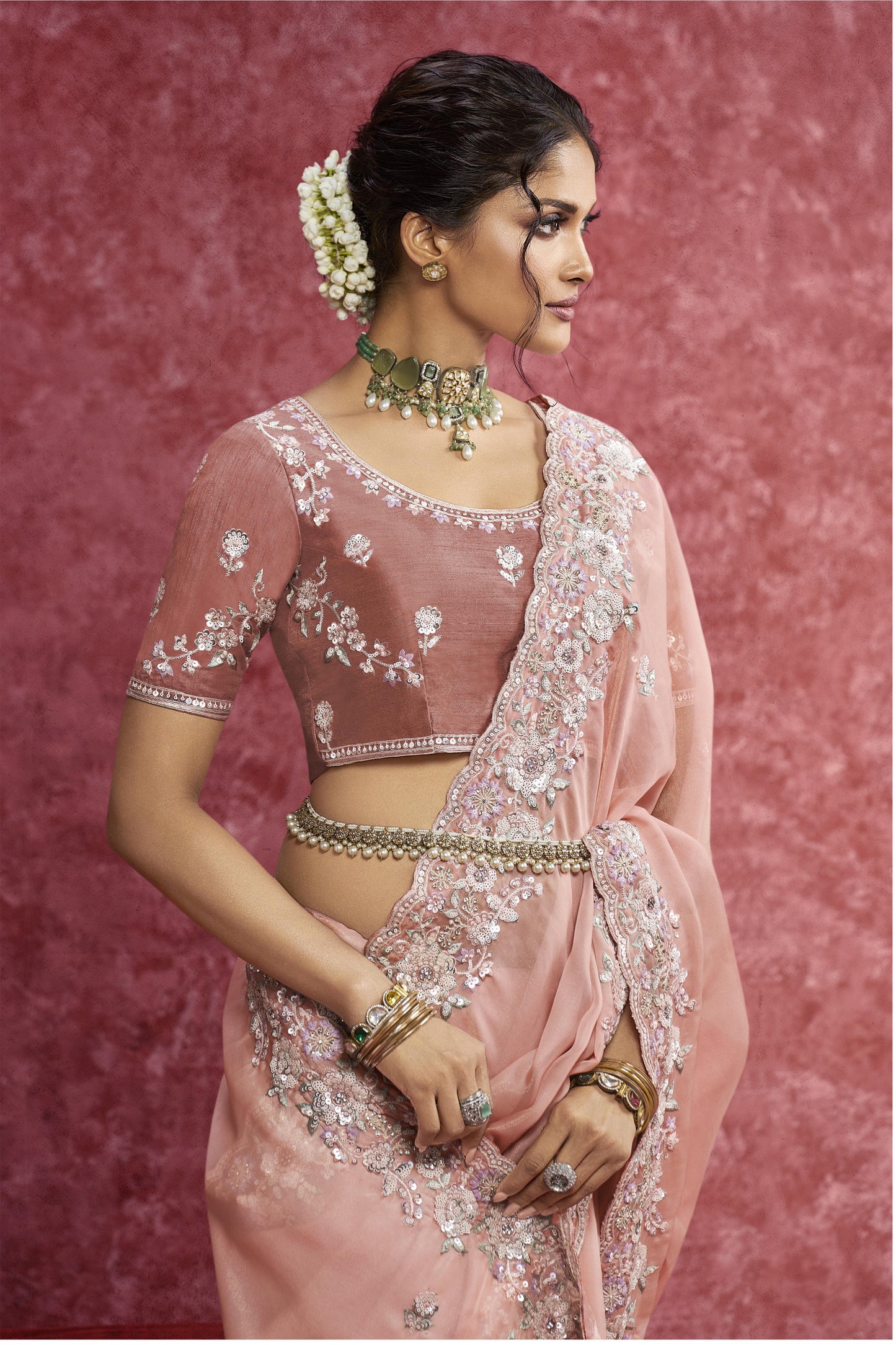Peach Silk Saree