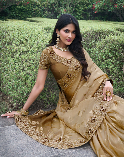 brown Shaded Pure Tissue Silk Saree