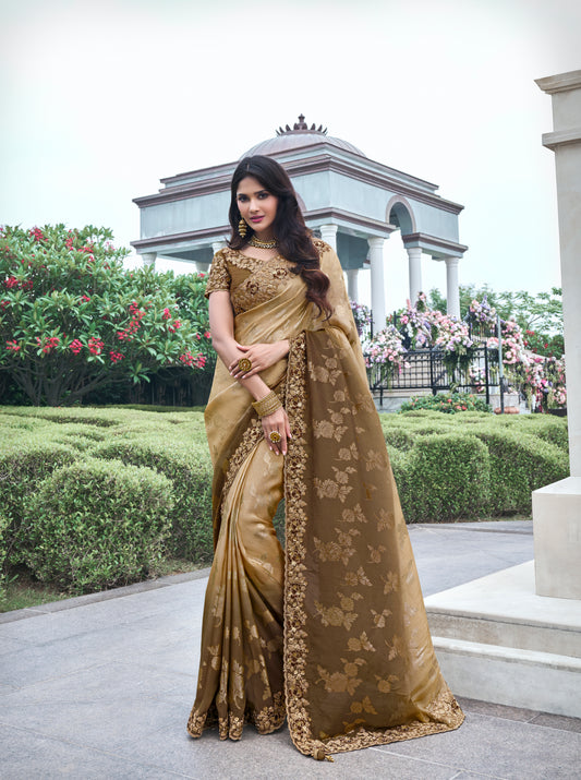 brown Shaded Pure Tissue Silk Saree