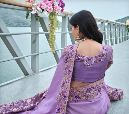 Dark Magenta Shahed Pure Tissue Silk Saree