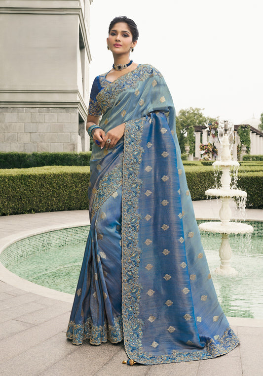 Nevy Blue Shaded Pure Viscose Saree