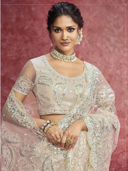 White Nett Saree