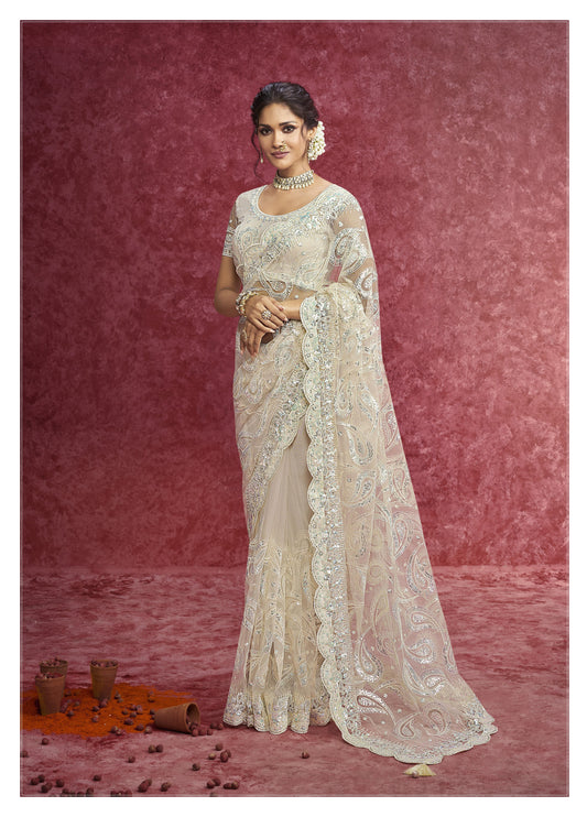 White Nett Saree