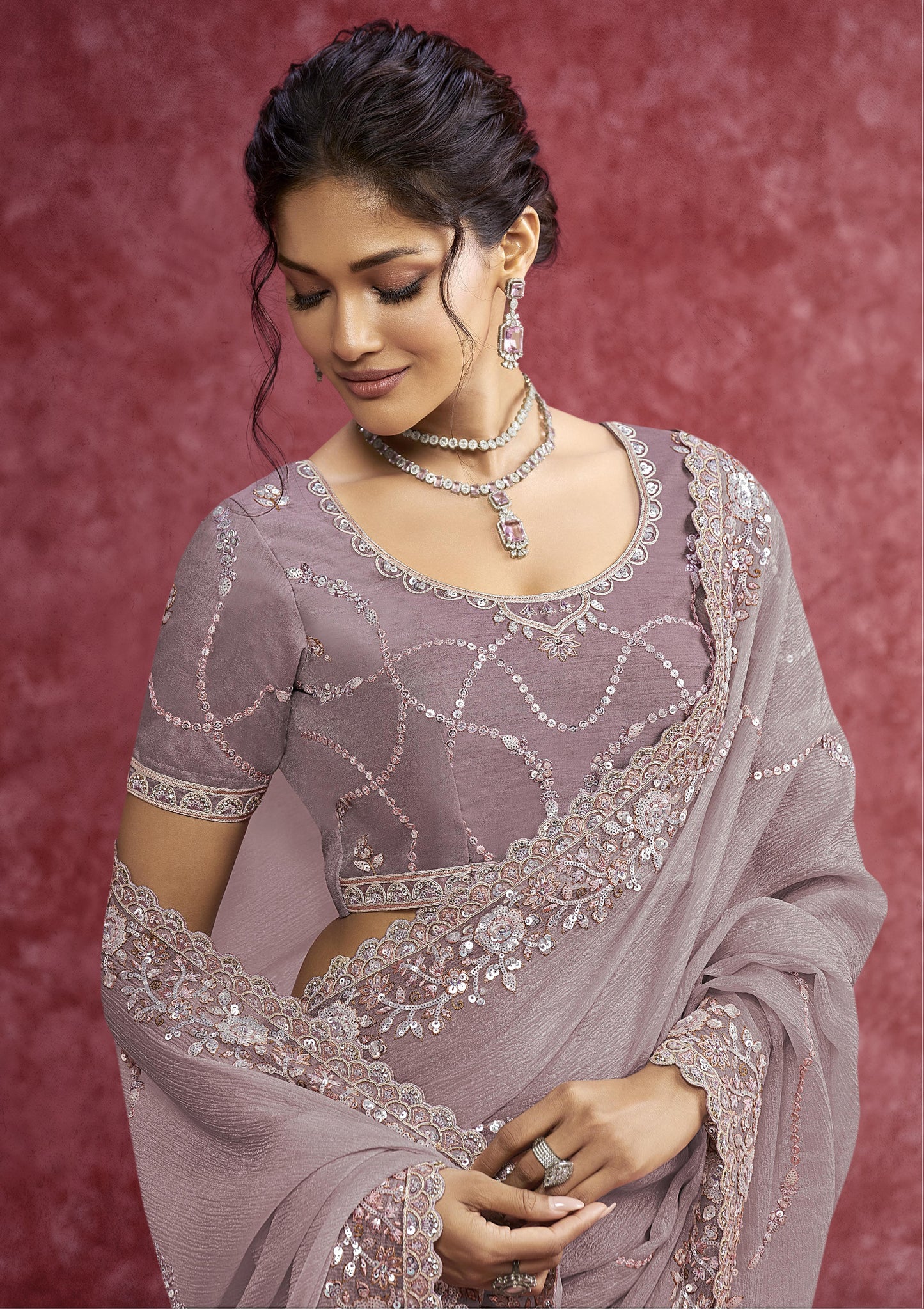 Purple Banarasi Crush Saree
