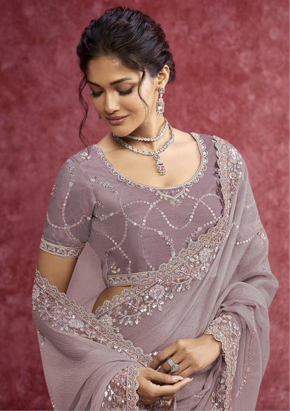 Purple Banarasi Crush Saree