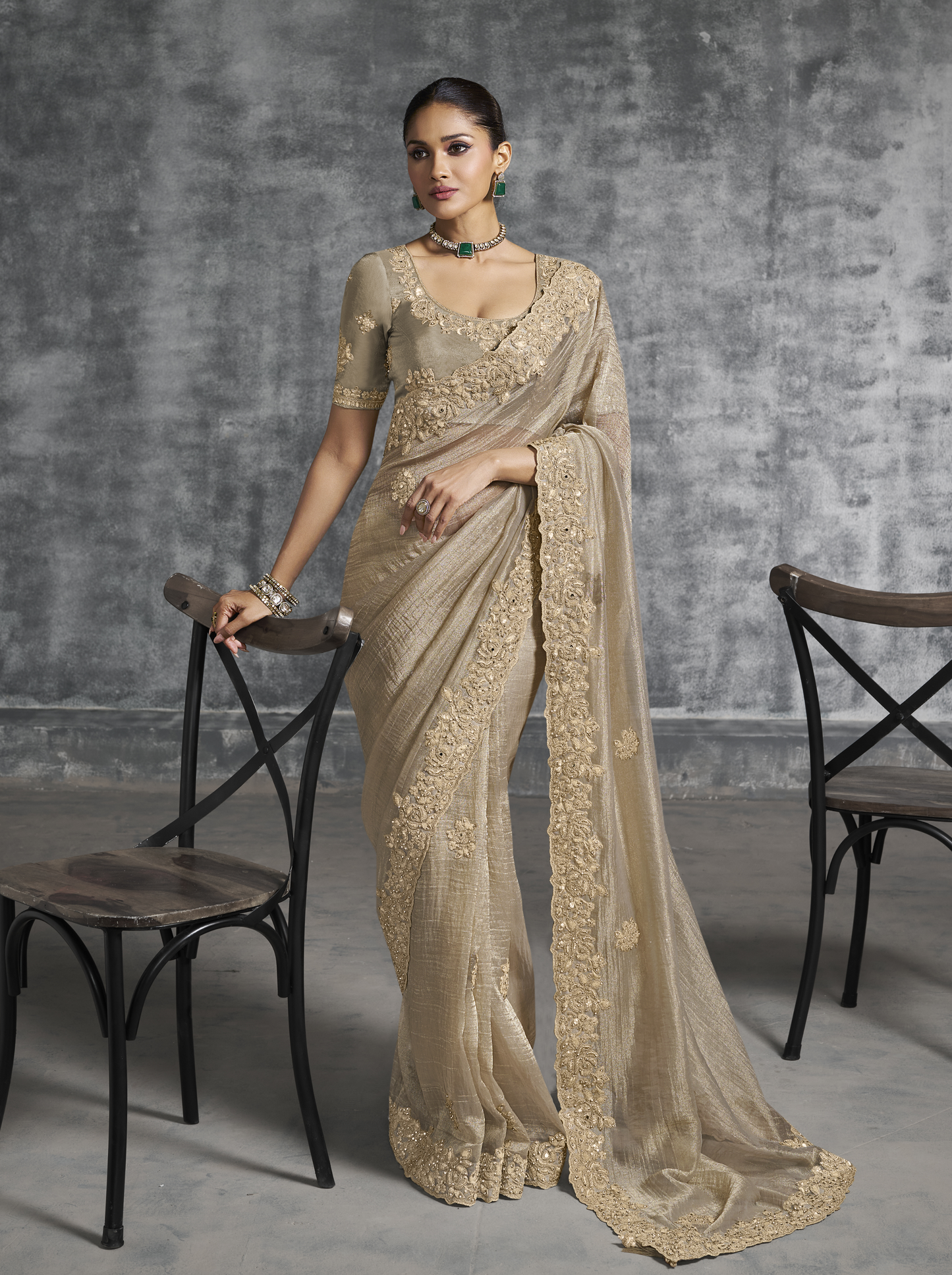 Chiku Tissue Silk Saree