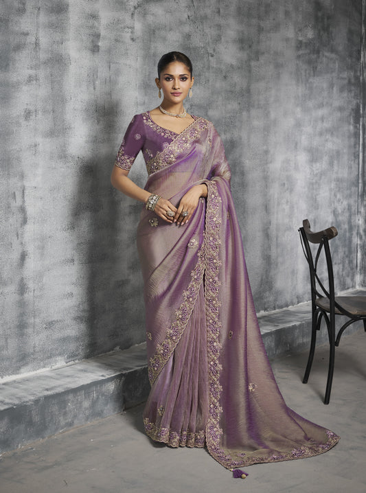 Purple Tissue Silk Saree