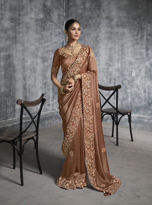 Chocklate Zari Satin Silk Saree