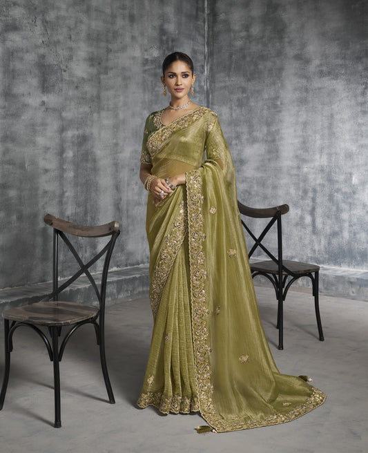 Pista Tissue Silk Saree