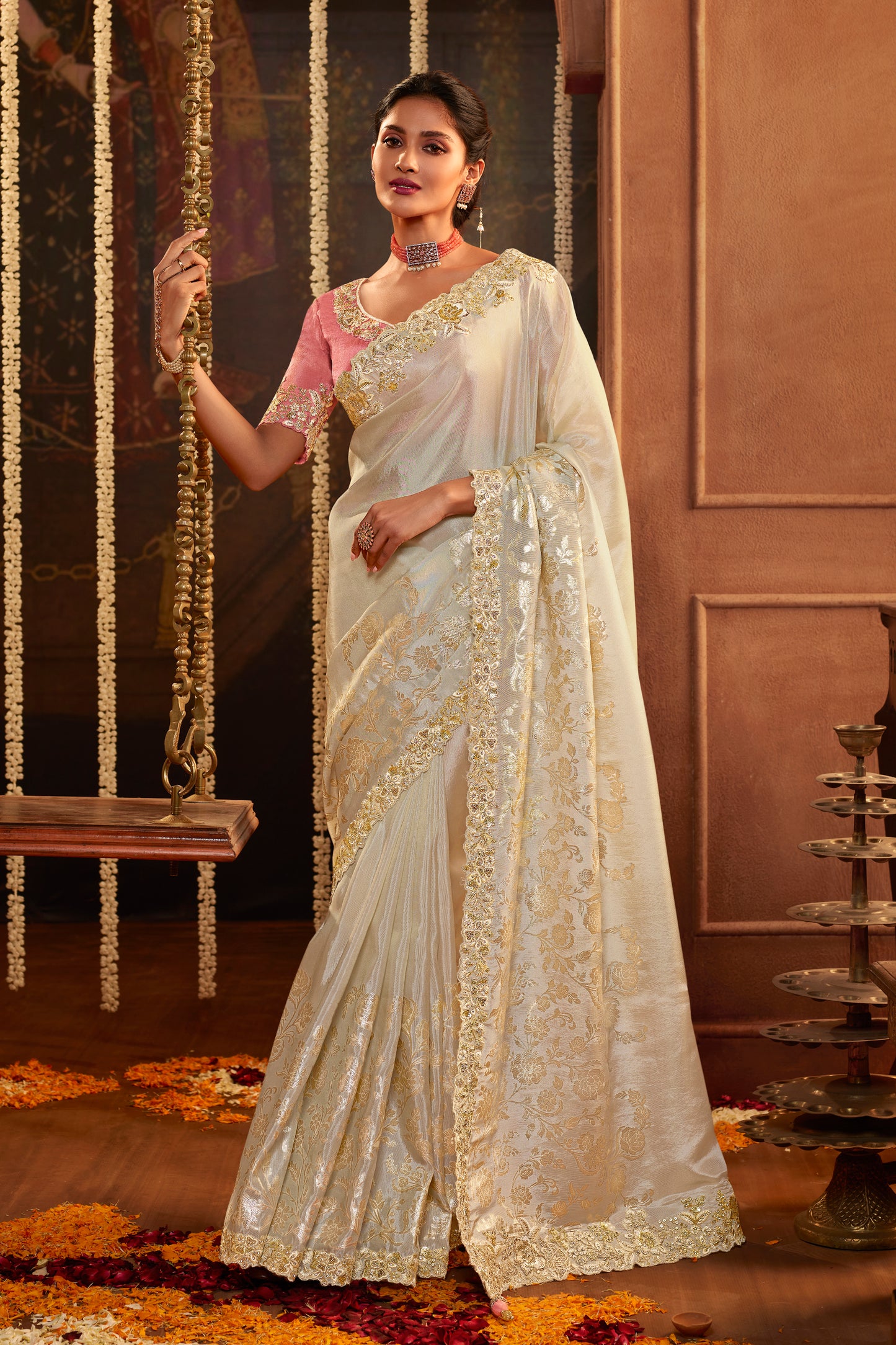 Celebration Saree Off White Pure Viscose Saree