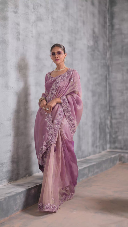 Purple Tissue Silk Saree