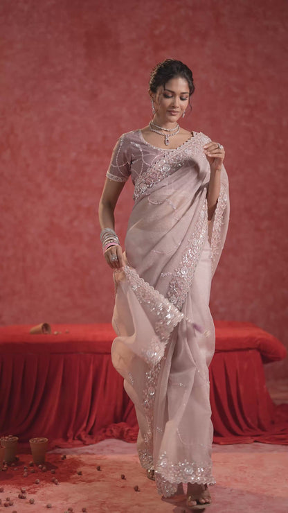 Purple Banarasi Crush Saree
