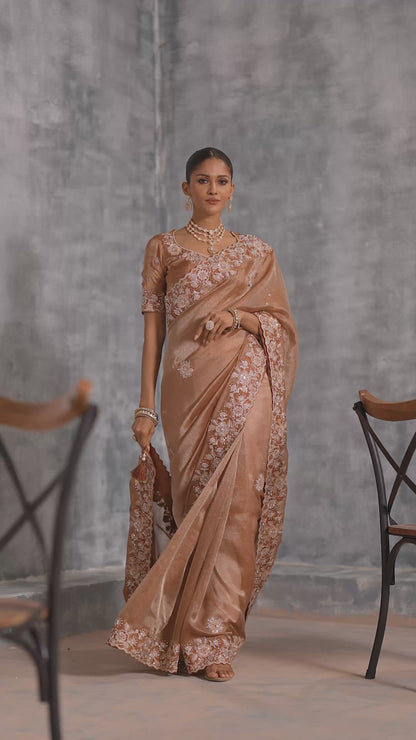 Chocklate Zari Satin Silk Saree
