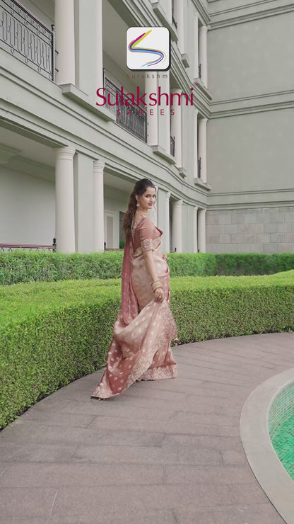 Pure Slub Silk Chocolate Shaded Saree
