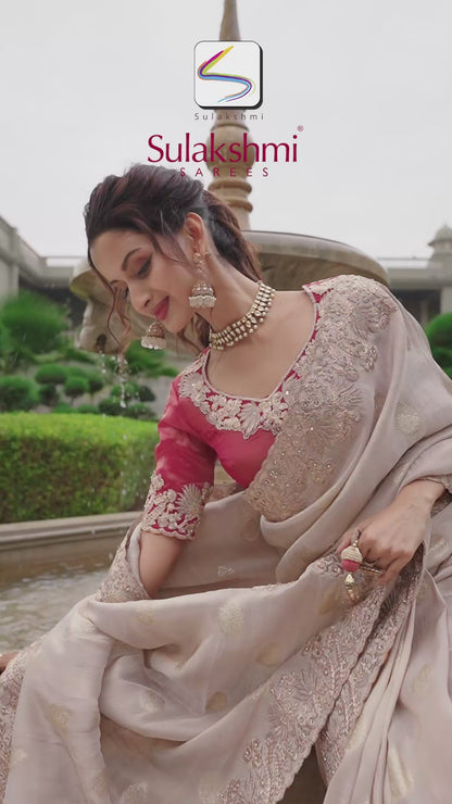 Beige Pure Silk Saree