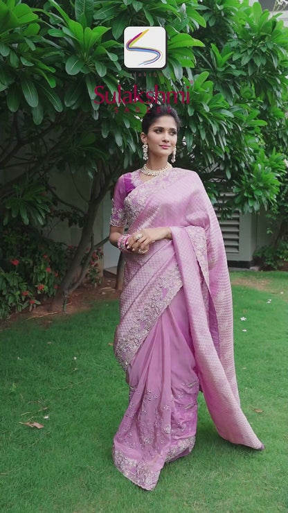 Magenta Pure Silk Half n Half Saree