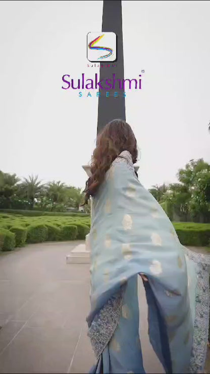 Blue Shaded Pure Viscos Tissue Silk Saree